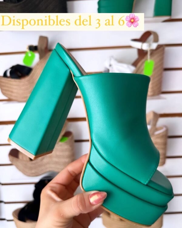 Zapatilla de plataforma verde 15cm de meter