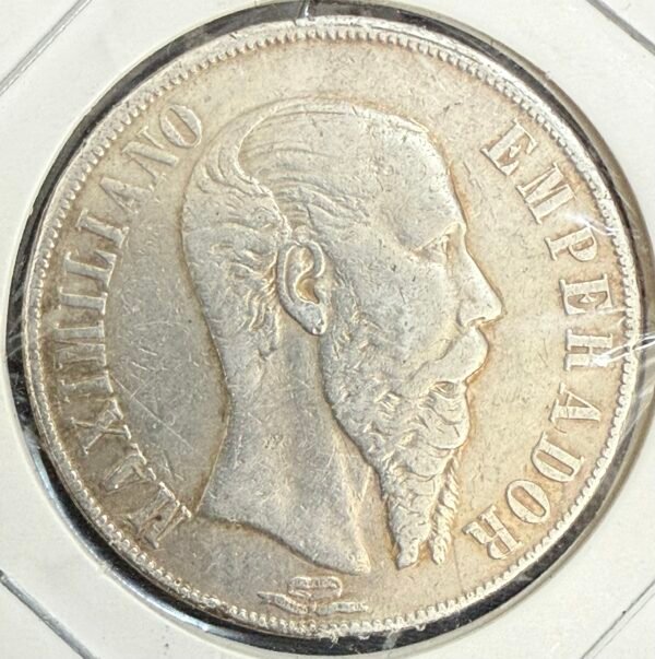 $1 Peso Maximiliano 1867 Mo México Plata Emperador - Image 3