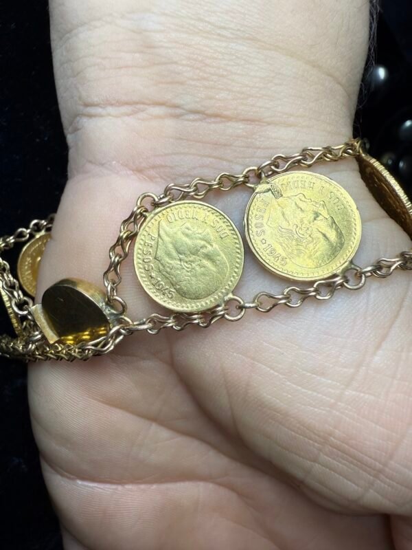 Pulsera de oro con 9 monedas de 2.5 Pesos Oro Hidalgo ley .900 21.6kt - Image 9