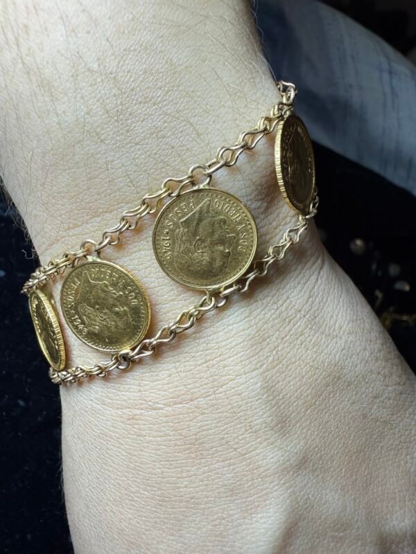 Pulsera de oro con 9 monedas de 2.5 Pesos Oro Hidalgo ley .900 21.6kt - Image 8