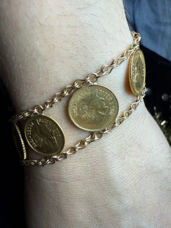 Pulsera de oro con 9 monedas de 2.5 Pesos Oro Hidalgo ley .900 21.6kt - Image 7