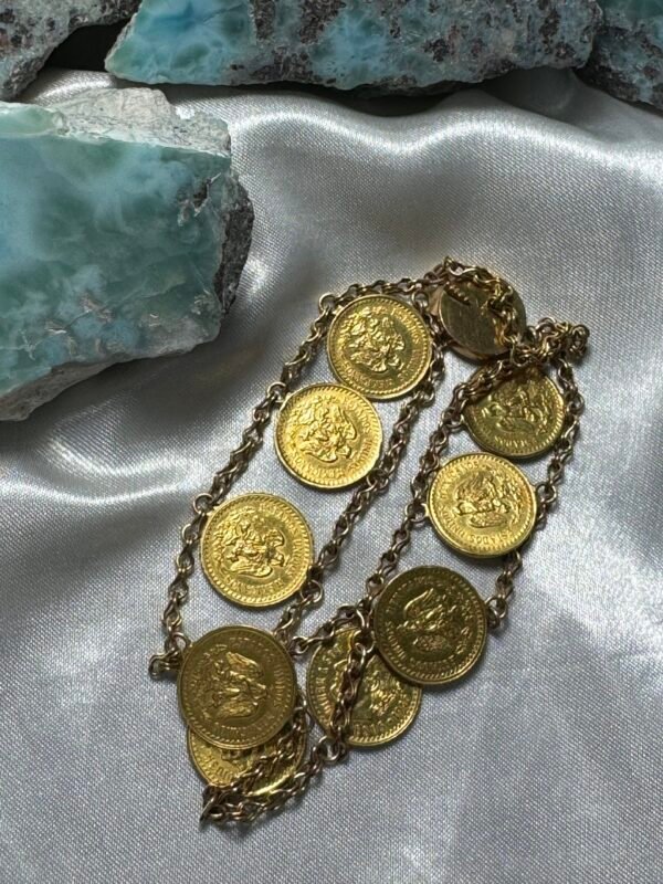 Pulsera de oro con 9 monedas de 2.5 Pesos Oro Hidalgo ley .900 21.6kt - Image 2
