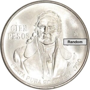 $100 Pesos Morelos de Plata .720 1977-1978 Fina México 20g Plata