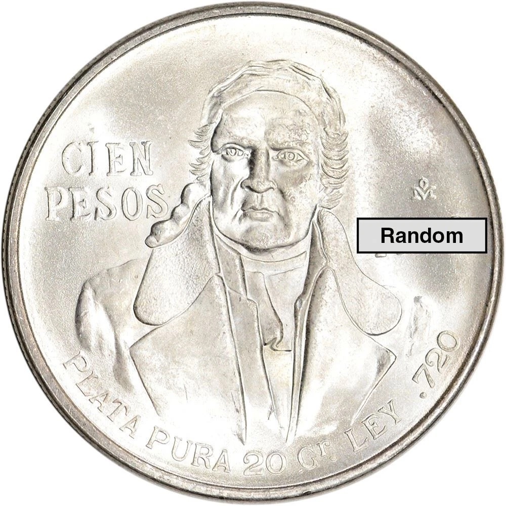 $100 Pesos Morelos de Plata .720 1977-1978 Fina México 20g Plata 1 $100 Pesos Morelos de Plata .720 1977-1978 Fina México 20g Plata