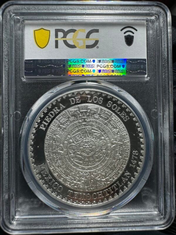 1 Onza Troy de Plata Piedra de los soles México Tenochtitlán 1478 año 1993 PCGS PR69 ley 999 1535 1993 Azteca - Image 2
