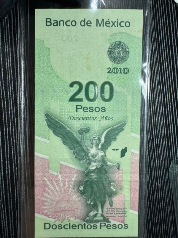 Billete de $200 Pesos Bicentenario de la Independencia de México Año 2010 E8886452 UNC MEXICO. P.F. IS SEPT. 2008 - Image 2