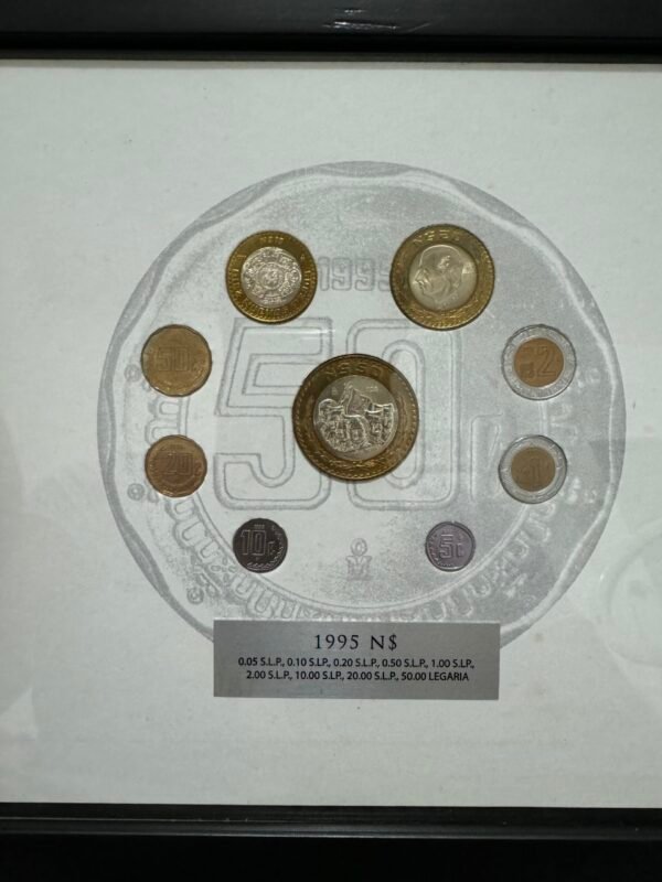 Cuadro Blanco Set Cono Monetario 1995 México N$ Nuevos Pesos