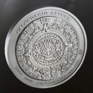 1 Kilo de Plata Calendario Azteca 2017 Acabado Antiguo 1/1000