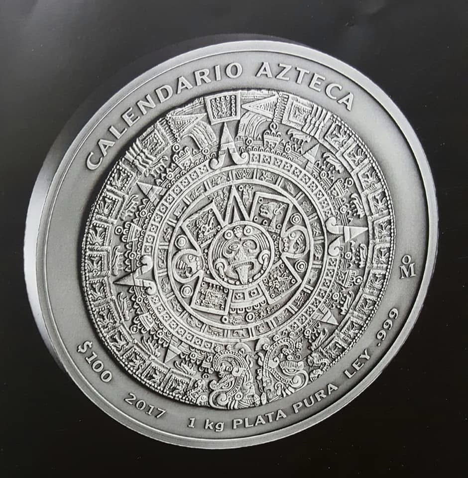 1 Kilo de Plata Calendario Azteca 2017 Acabado Antiguo 1/1000 1 1 Kilo de Plata Calendario Azteca 2017 Acabado Antiguo 1/1000