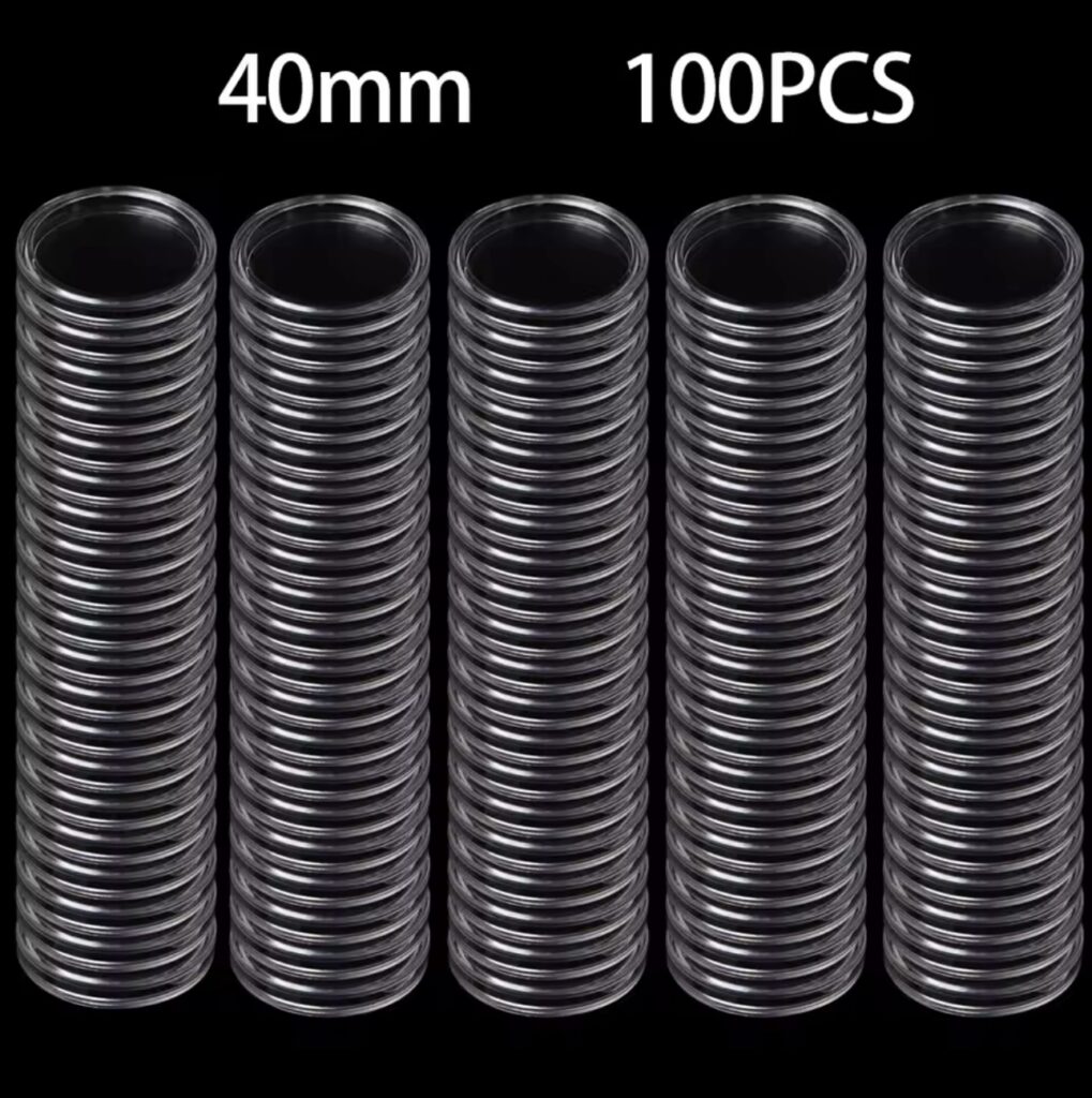 Inicio TodoPrecio.com 36 100 piezas Cápsulas de 40mm Soporte transparente para cápsulas de monedas, caja de protección redonda para monedas, expositor, cajas de almacenamiento