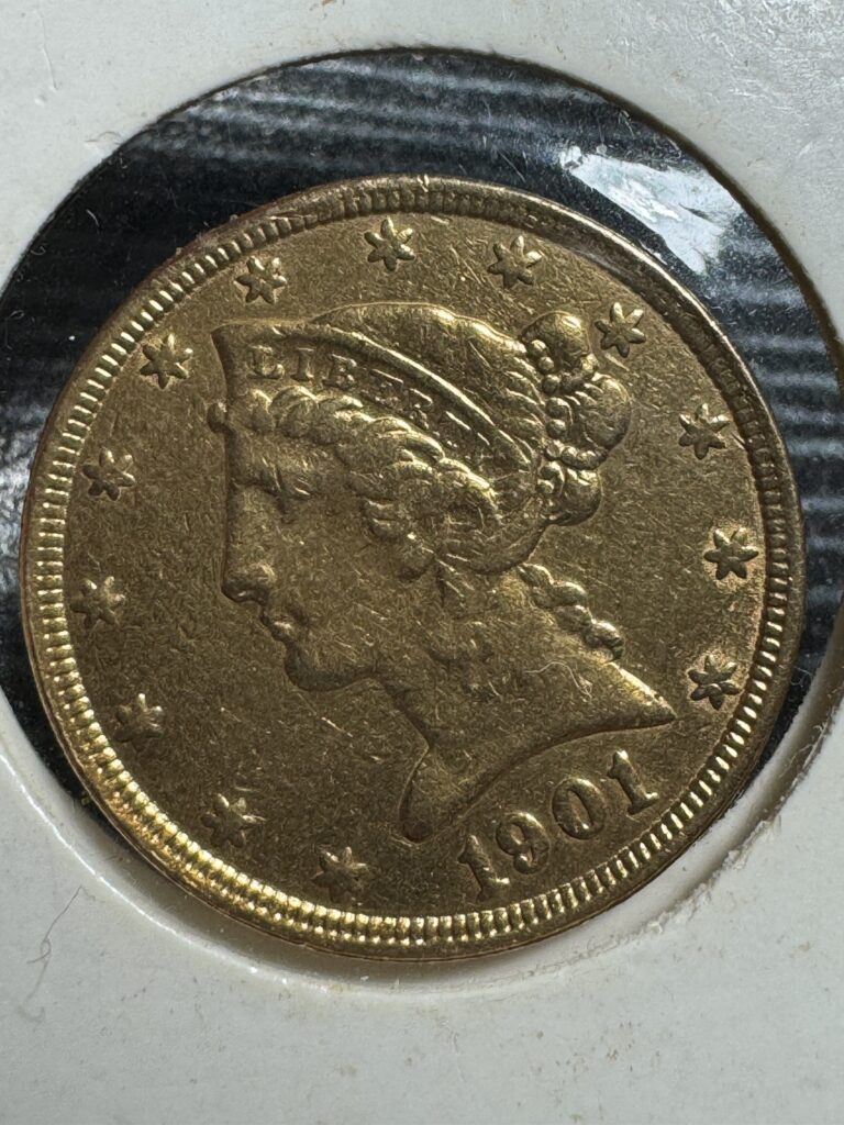 Inicio TodoPrecio.com 27 $5 Dólares Oro 1901 Cabeza de libertad Medio Águila Filadelfia