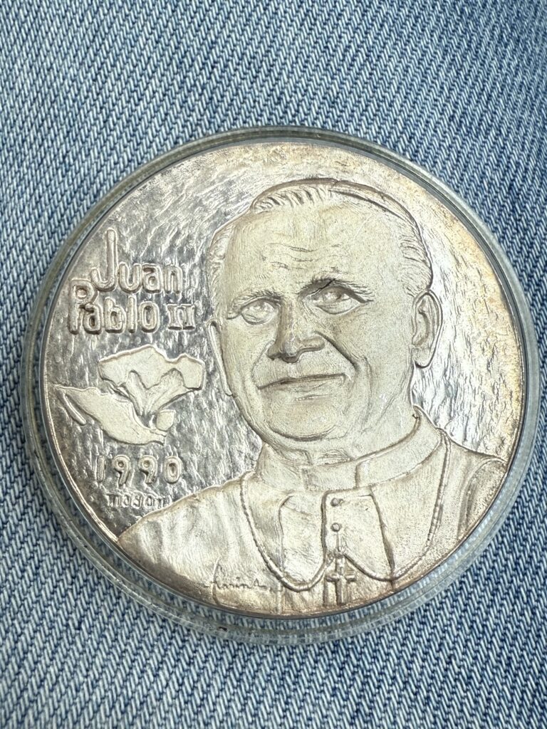 Inicio TodoPrecio.com 4 Medalla Plata .999 Juan Pablo ll 1990 Tabasco Resucita con Cristo