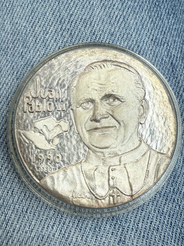 Medalla Plata .999 Juan Pablo ll 1990 Tabasco Resucita con Cristo