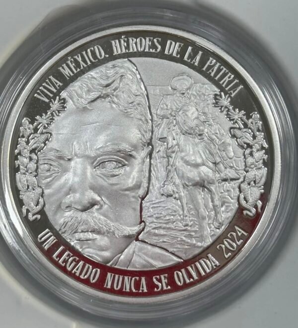 Medalla Emiliano Zapata Plata ley .999 Héroes de la Patria 62.2g 2024 Ceca Mo. México 1/300 pz.