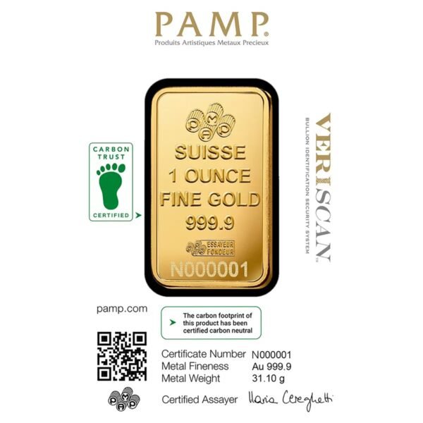 1 Onza de Oro Puro en Barra 999.9 PAMP 24k Suizo - Image 4