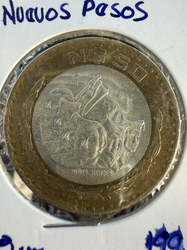 Inicio TodoPrecio.com 7 $50 Nuevos Pesos 1993 Niños Héroes N$50 Mo Centro de Plata .925 México