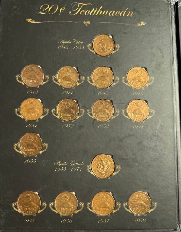 Colección Completa 20 Centavos Pirámide de Teotihuacán 1943-1974 - Image 3