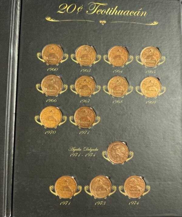 Colección Completa 20 Centavos Pirámide de Teotihuacán 1943-1974 - Image 2
