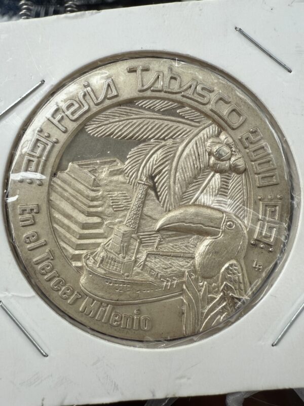 Medalla 2 Onzas Plata Pura .999 Feria Tabasco 2000 LR Tucán - Image 4