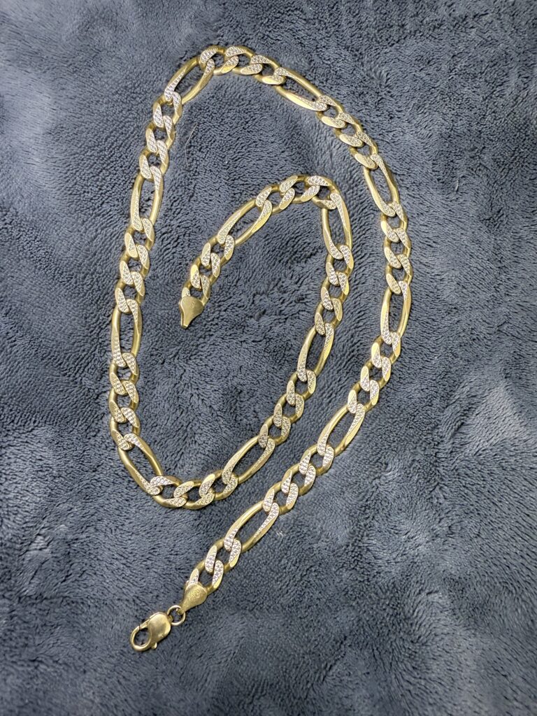 Inicio TodoPrecio.com 25 Cadena de Oro 14K Fígaro 3x1 Diamantado 134.3gr