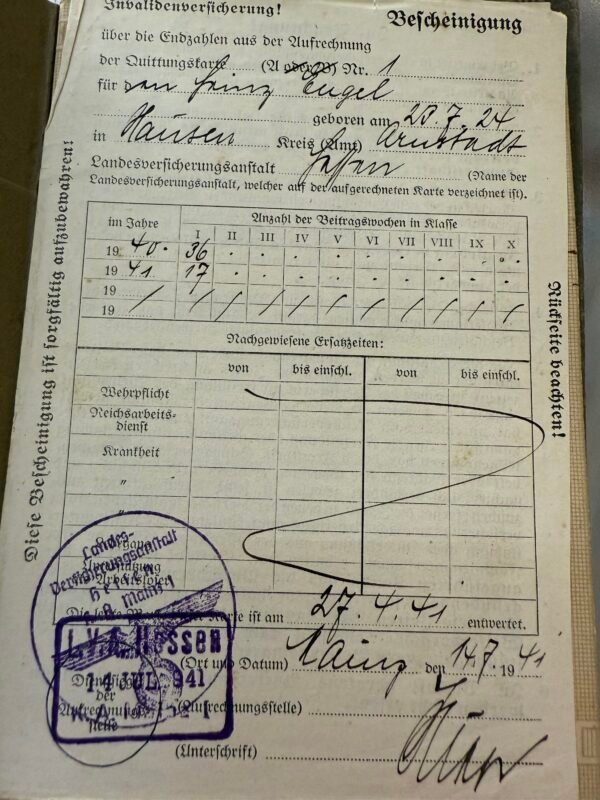 Libro de trabajo Arbeitsbuch Alemania Nazi Tercer Reich 1941 - Image 2