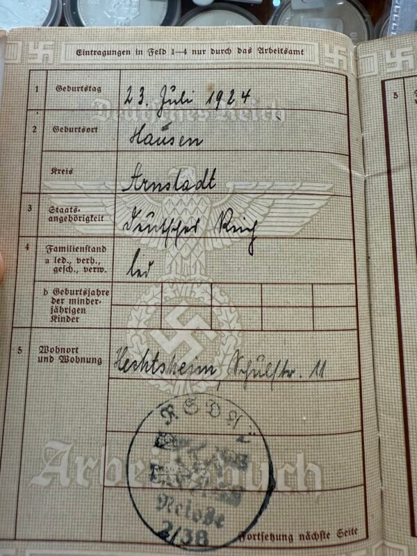 Libro de trabajo Arbeitsbuch Alemania Nazi Tercer Reich 1941 - Image 4