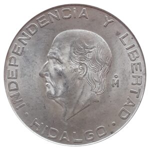 Moneda de Plata $5 Pesos Hidalgo Chico 1955-1957 | Plata Ley .720