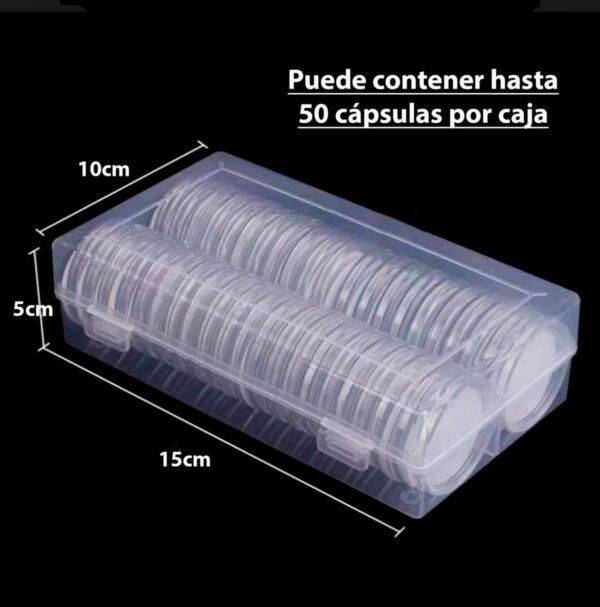Paquete de 50 Cápsulas Moneda de 40mm con Caja Plástico