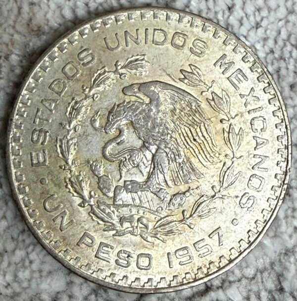 $1 Peso Benito Juárez 1857-1957 Centenario Constitución Tepalcate Plata .100 - Image 2