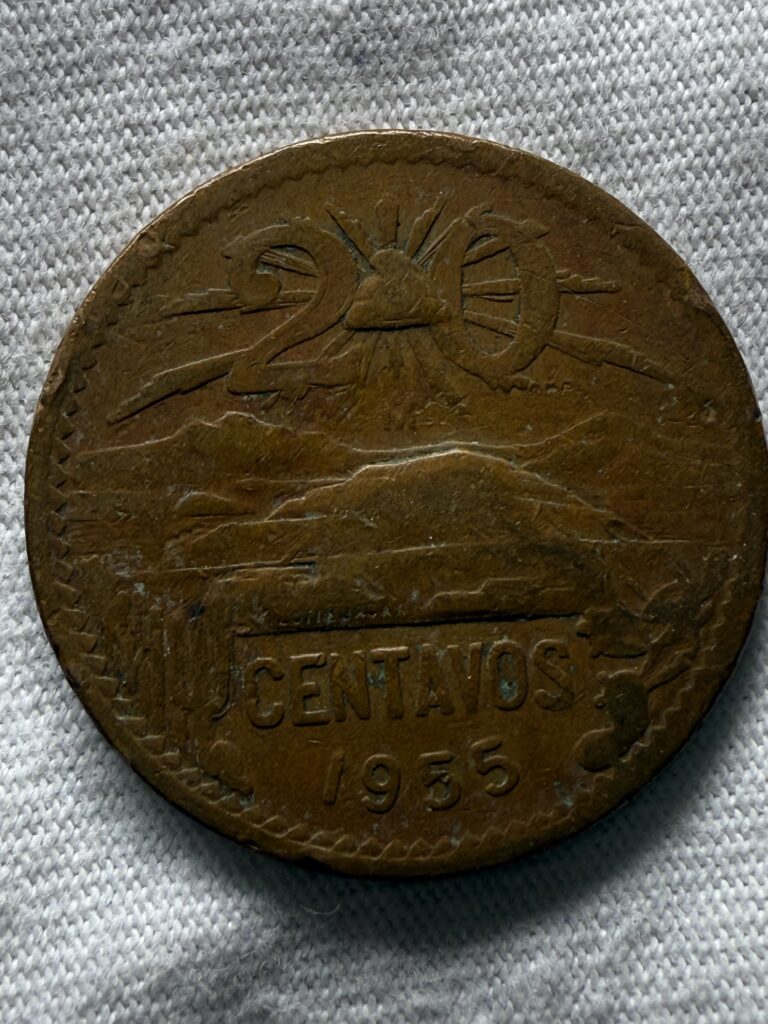 Inicio TodoPrecio.com 58 20 Centavos 1955 Pirámide de Teotihuacán Águila Grande Escasa