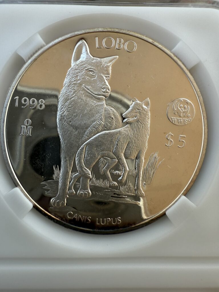 Inicio TodoPrecio.com 30 $5 Pesos 1 Onza Plata .999 Proof Lobo Canis Lupus 1998 México WWF 1/13004