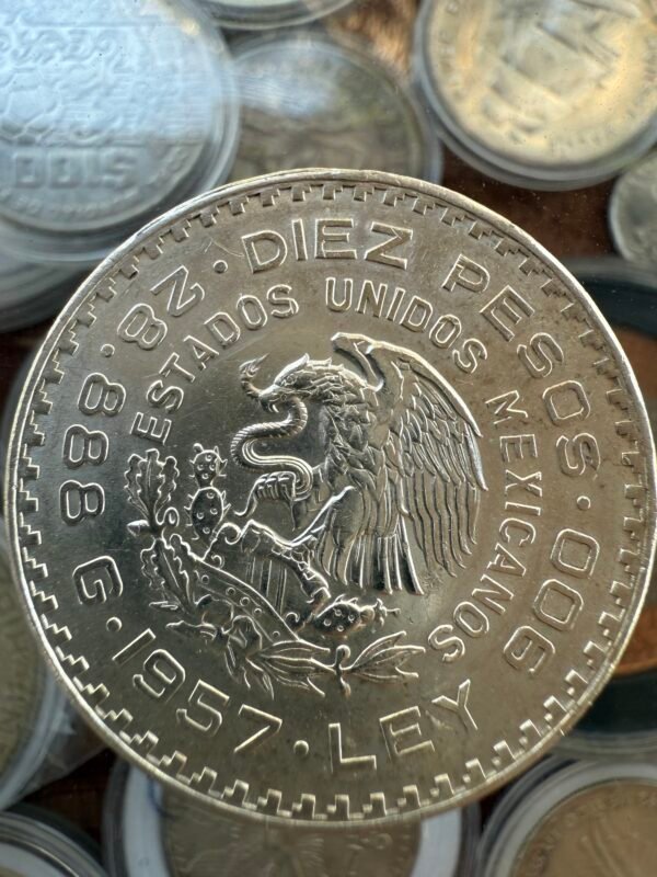 $10 Pesos Centenario de la Constitución 1957 Plata Ley .900 | 28.8g | Moneda Histórica de México - Image 2
