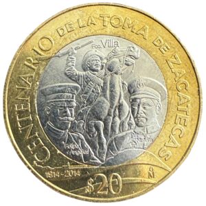 $20 Pesos Centenario Toma de Zacatecas 1914-2014 UNC
