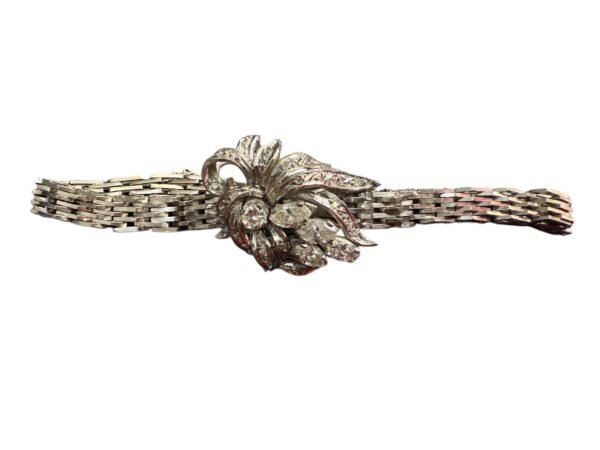 Pulsera de Plata Paladio con Diamantes – 19.1 g, 20 cm