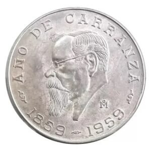 $5 Pesos Año de Carranza 1959 Plata 720