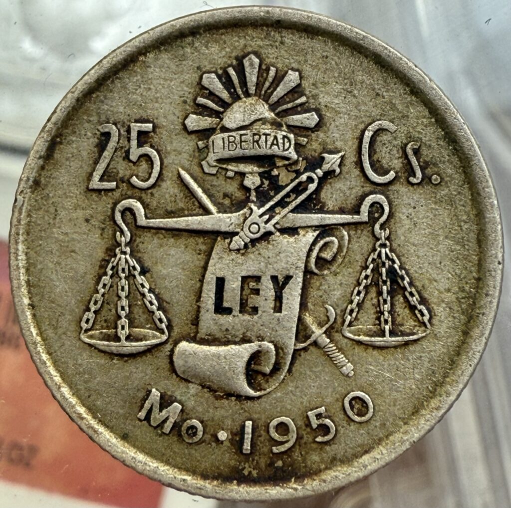 Inicio TodoPrecio.com 56 25 Centavos 1950 Balanza Plata Ley .300