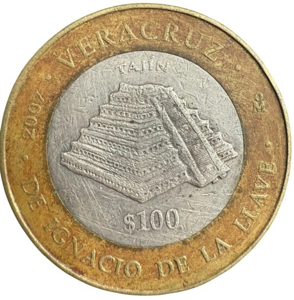 100 Pesos Veracruz Segunda Fase 2007 Plata .925 | Pirámide Tajín