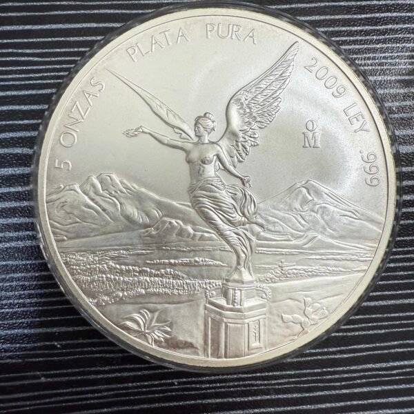 5 Onzas Libertad Plata Pura .999 2009 Moneda Mexicana - Image 7