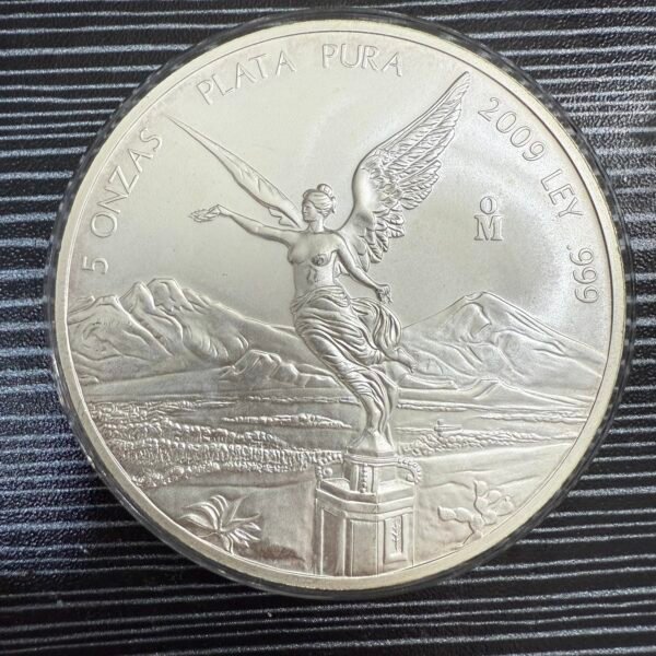 5 Onzas Libertad Plata Pura .999 2009 Moneda Mexicana - Image 4