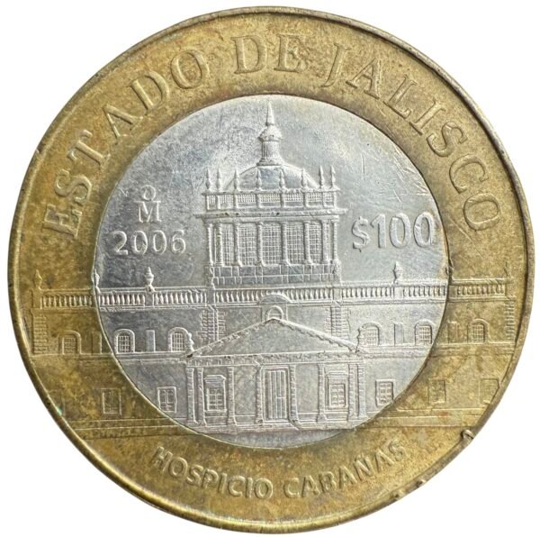 Moneda de 100 Pesos Jalisco 2006 – Hospicio Cabañas Plata Ley .925