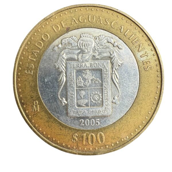 100 Pesos Aguascalientes 2005 Primer Fase Plata .925