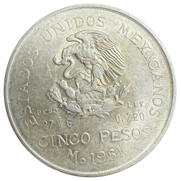 $5 Hidalgo Laurel 1951 Plata .720 27.8 gr - Image 2