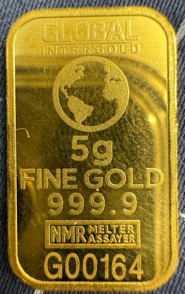 Barra de Oro Puro 999.9 Global Intergold 5 Gramos NMR Melt Assayer