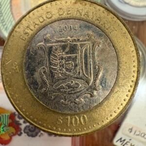 100 Pesos Nayarit 2004 Primera Fase Centro de Plata 925