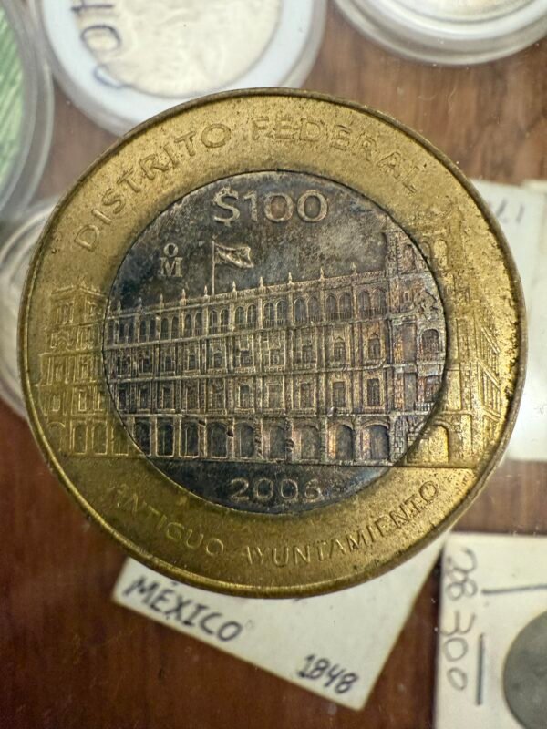 $100 Pesos Distrito Federal 2004 Mo. Plata .925 Antiguo Ayuntamiento