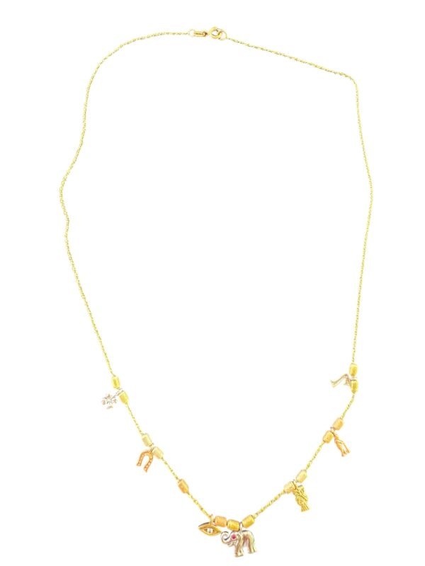 Cadena de Oro 14K Elefante Búho Herradura Trébol - Image 2