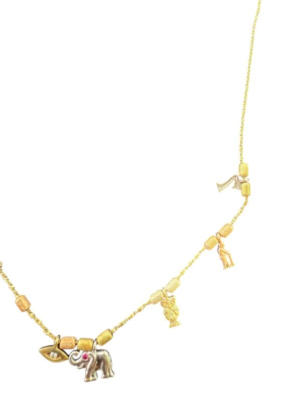 Cadena de Oro 14K Elefante Búho Herradura Trébol - Image 5