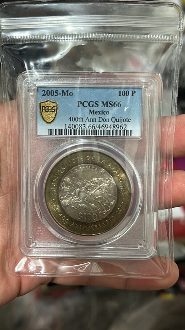 100 Pesos Quijote de la Mancha 2005 PCGS MS66 Plata - Image 2