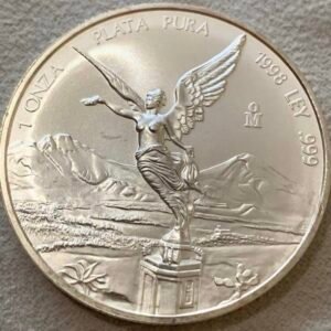 Onza Libertad 1998 México Mo. Plata .999 UNC Satin 1/67000 | RARA