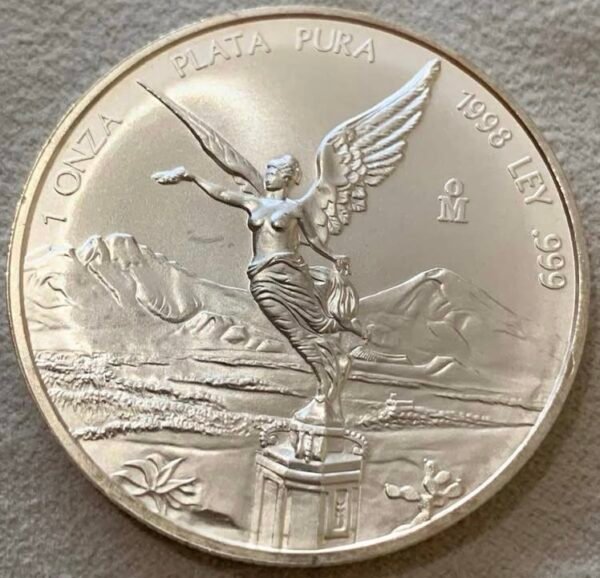 Onza Libertad 1998 México Mo. Plata .999 UNC Satin 1/67000 | RARA